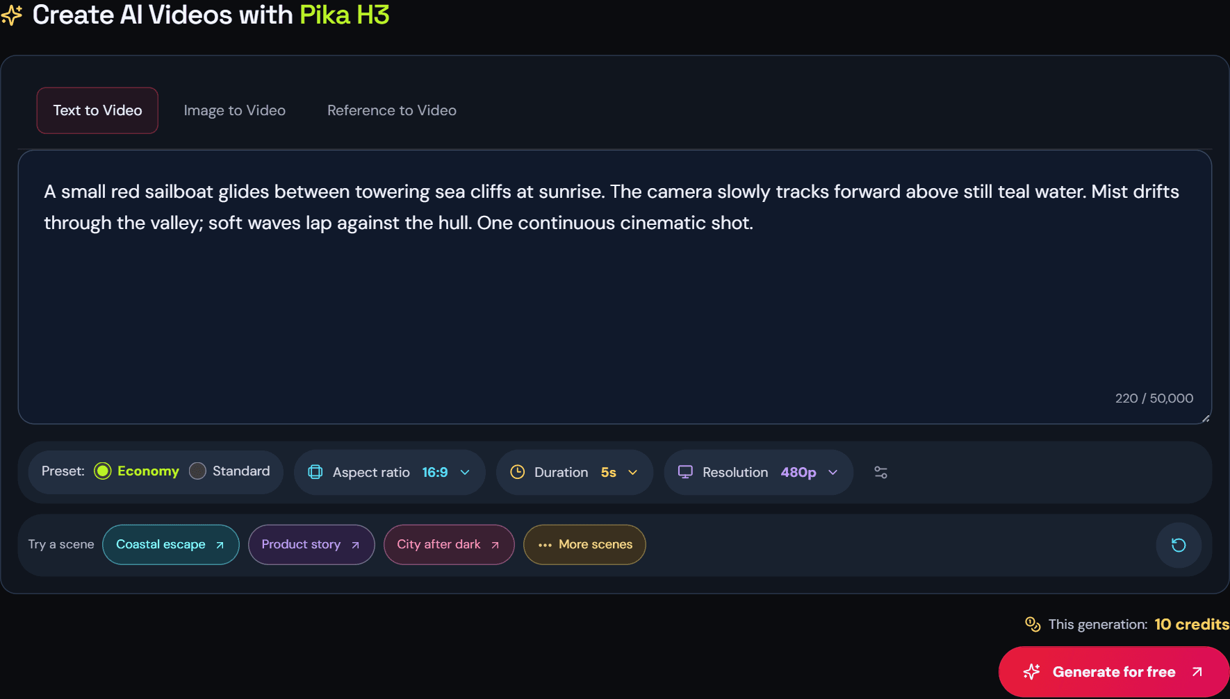 Updated navy Pika H3 composer with coastal prompt, colored settings, and scene starters Updated navy Pika H3 composer with coastal prompt, colored settings, and scene starters